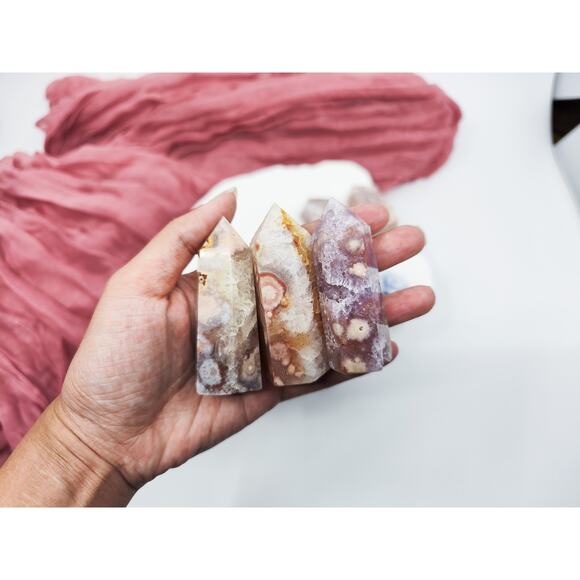 Flower Agate Amethyst Crystal Towers New Beginnings - Picture 9 of 9